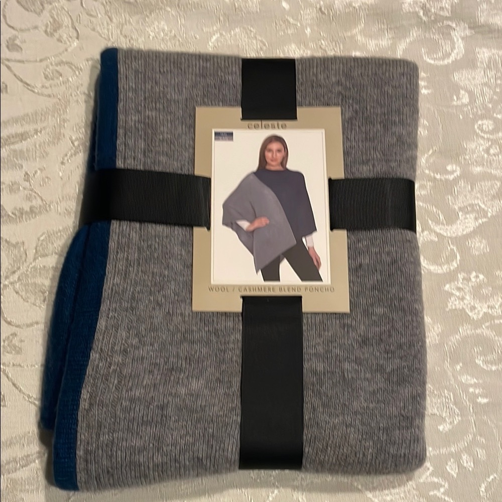 Celeste Gray and Blue Color-Block Shrug